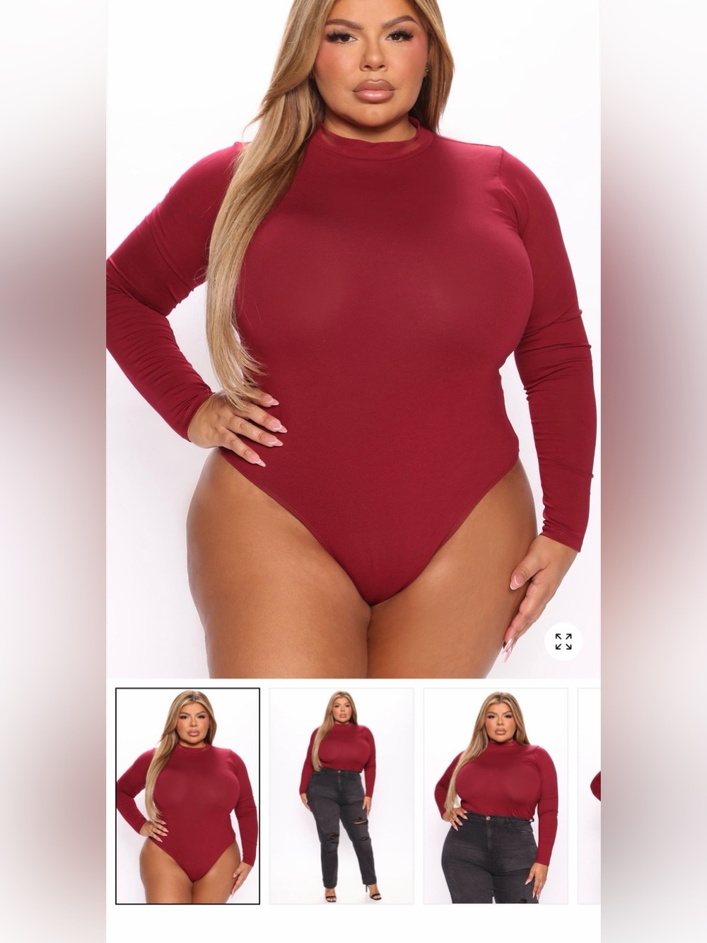 Melanie Mock Neck Bodysuit - Burgundy Fashion Nova